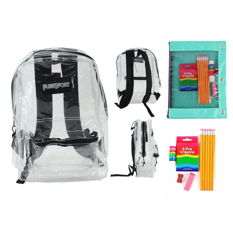 17" Backpacks with Elementary School Kits - Clear 11 Pieces 2