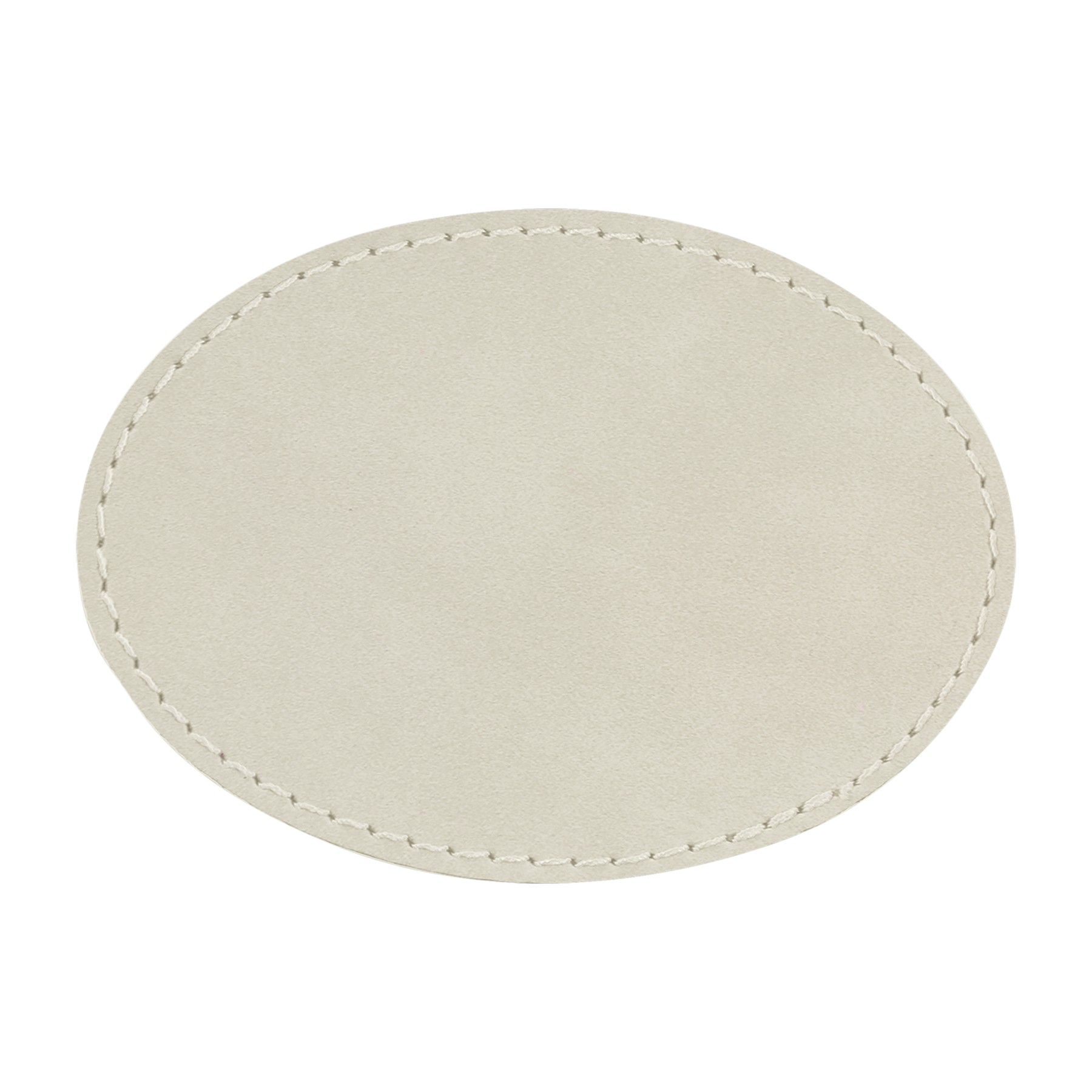 3" x 2" White Leatherette Oval Patch with Adhesive 2