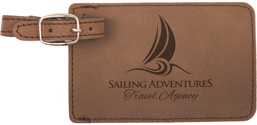 4 1/4" x 2 3/4" Dark Brown Leatherette Luggage Tag 2