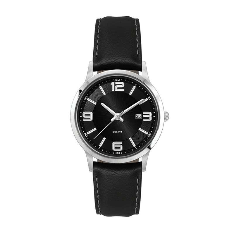 WC4217 22MM STEEL SILVER CASE, 3 HAND MVMT, BLACK DIAL, DTE DISPLAY, LEATHER STRAP, FLAT MINERAL CRYSTAL, 5 2