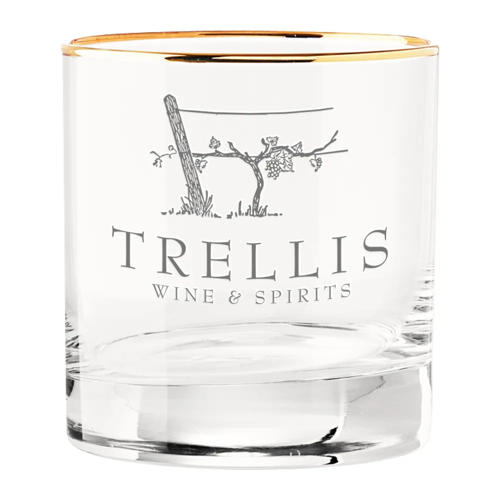 13oz. Gold Rimmed Double Old Fashioned Glass 7