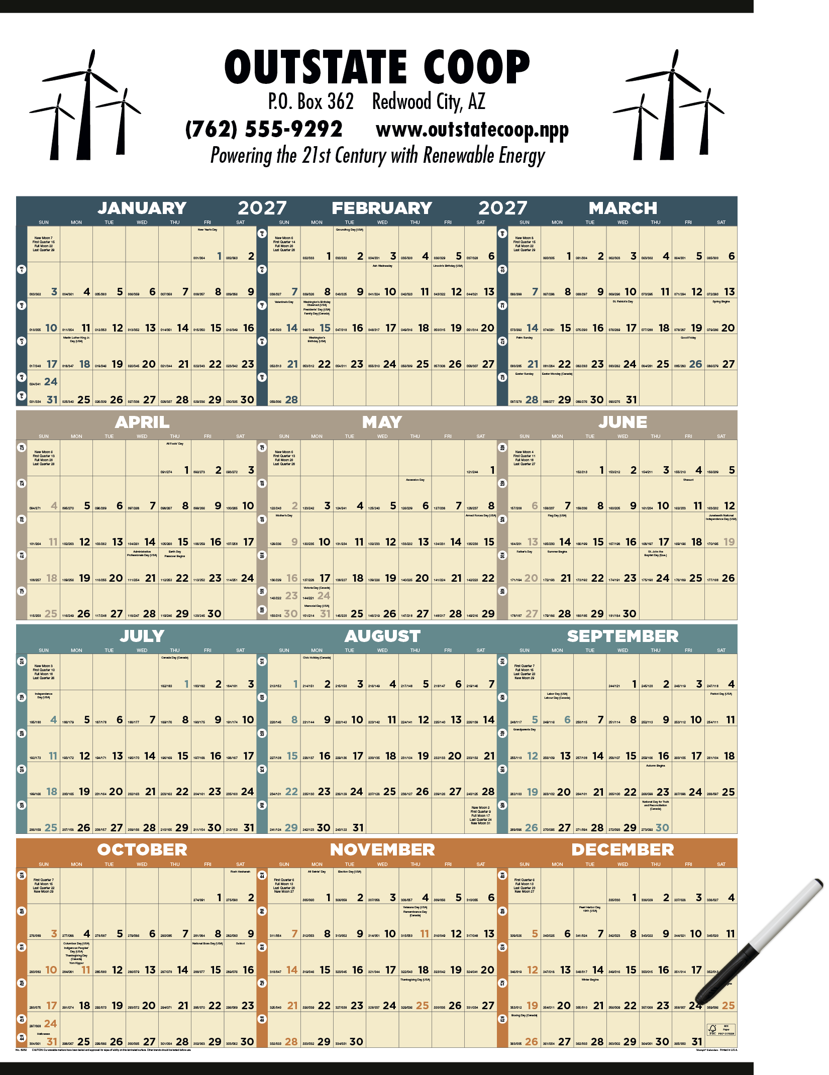 Triumph® Calendars Time Management Span-A-Year (Laminated w/Marker) Calendar 8