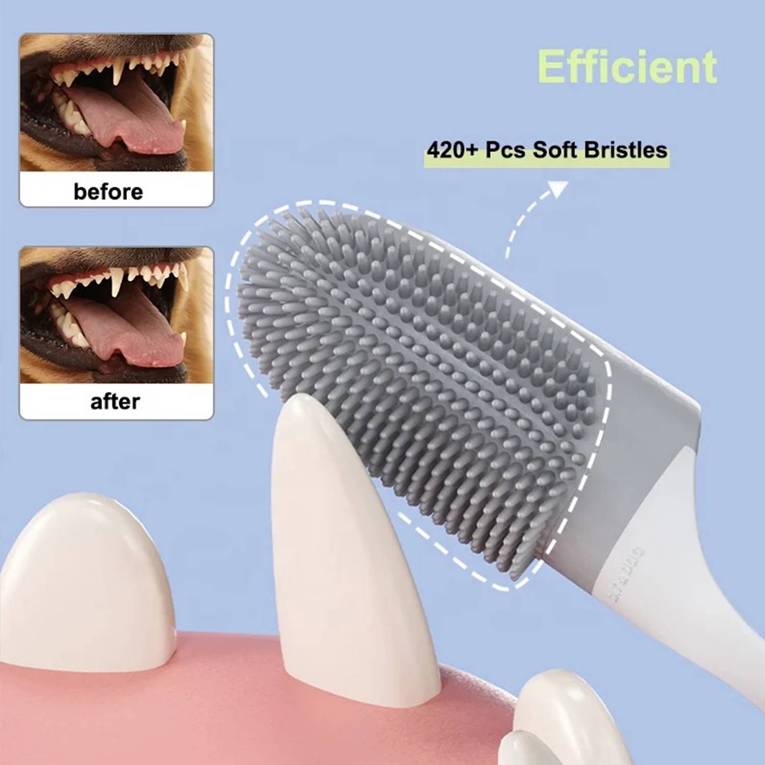 Soft gel pet tooth cleaning brush with handle 4