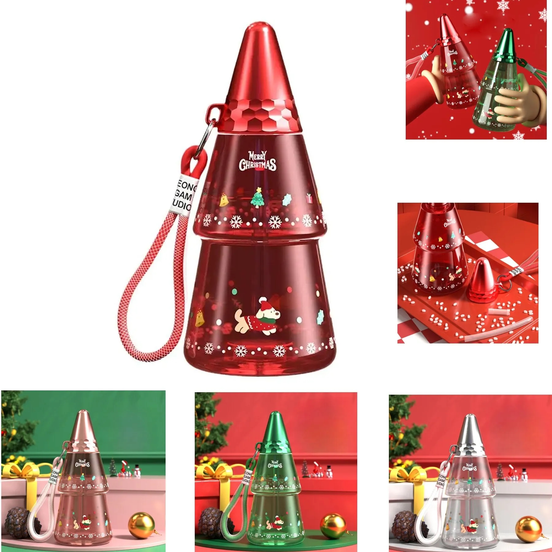 16.91 oz Christmas Water Cup with Lid and Straw 5