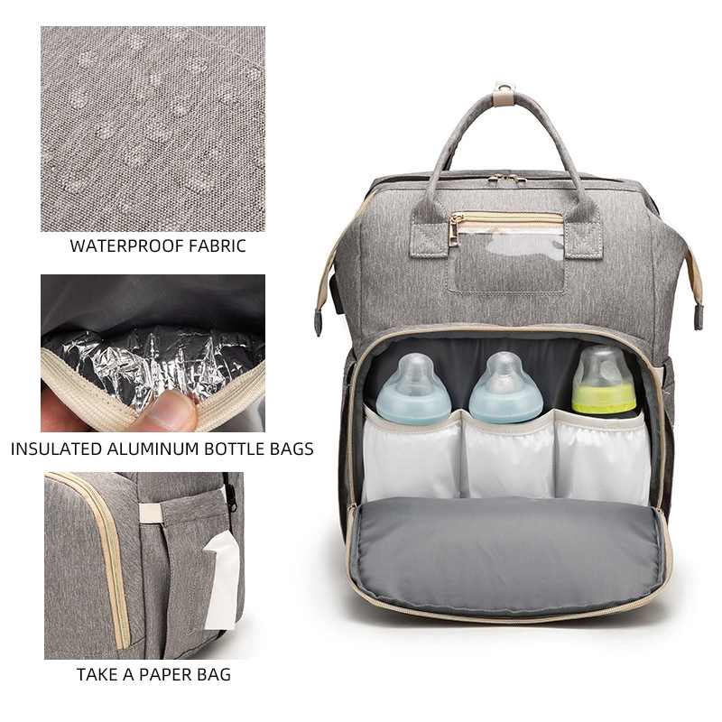 Oxford Foldable Baby Crib Diaper Backpack 11