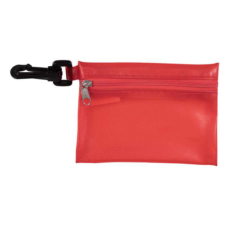 "PARKWAY 7" Piece First Aid Kit inTranslucent Zipper Kit with Plastic Carabiner Attachment 1