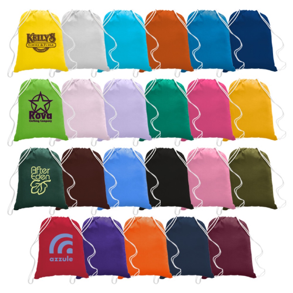 Colorful Cotton Drawstring Backpack, custom drawstring bag with logo imprint 6