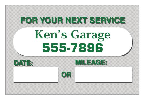 Static Cling Vehicle Service Reminder (2 1/4"x1 1/2") 3