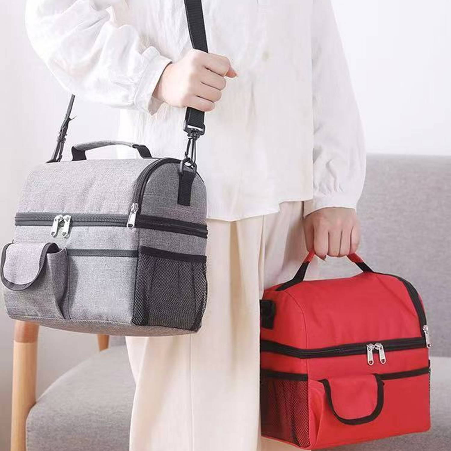 9L Double Decker Oxford Insulated Cooler Lunch Bag 18
