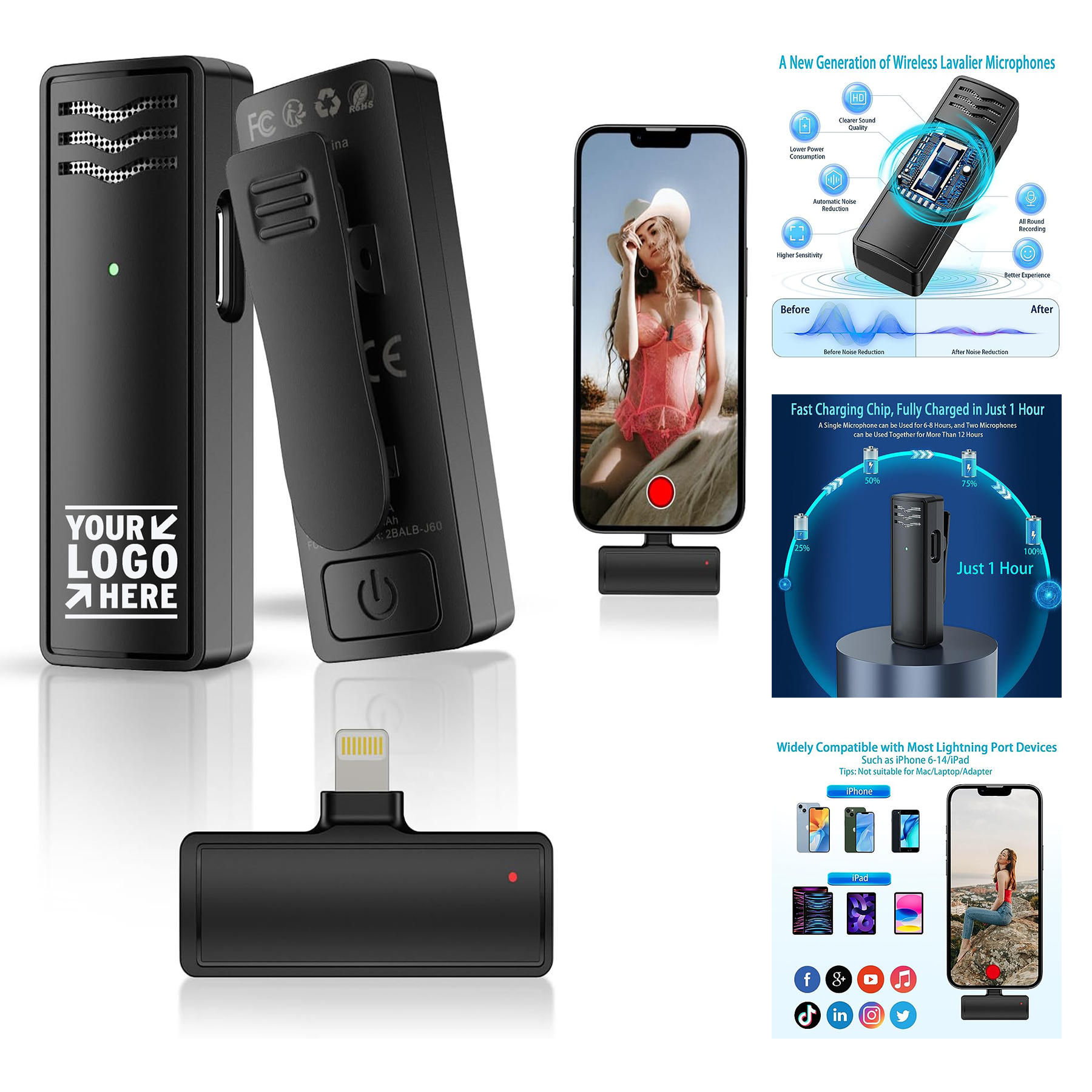 Video Recording Multifunctional iphone Wireless Noise Canceling Mini Microphone