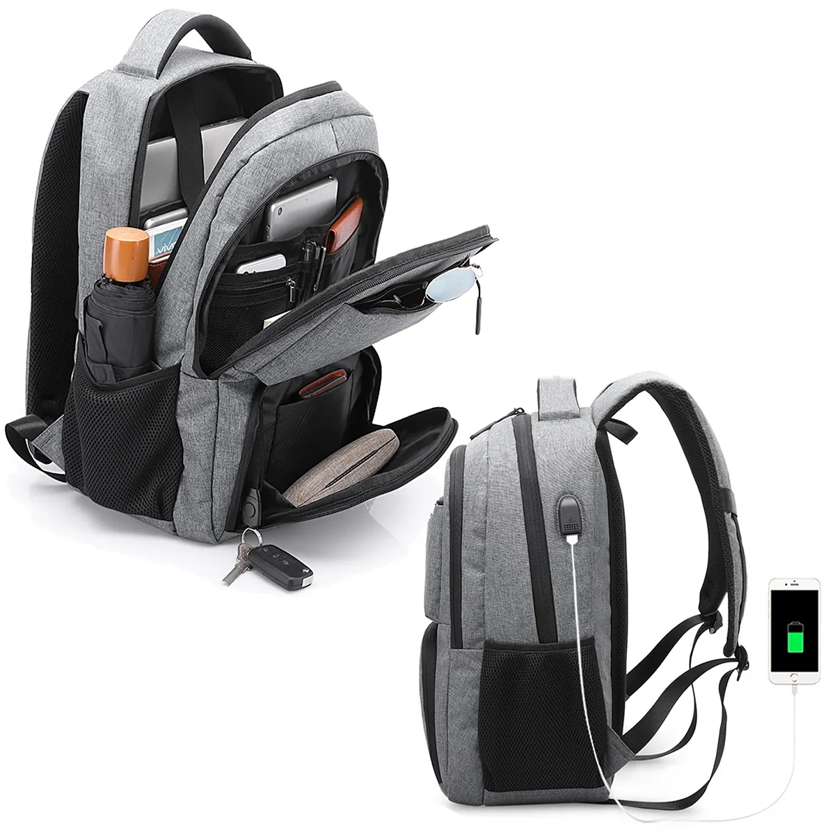 Business Anti Theft Travel Backpack With USB Charging Port 3