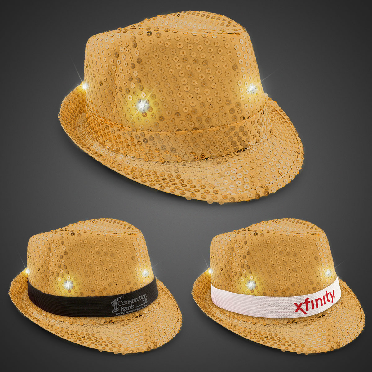 Gold Sequin LED Fedora(blank) 5