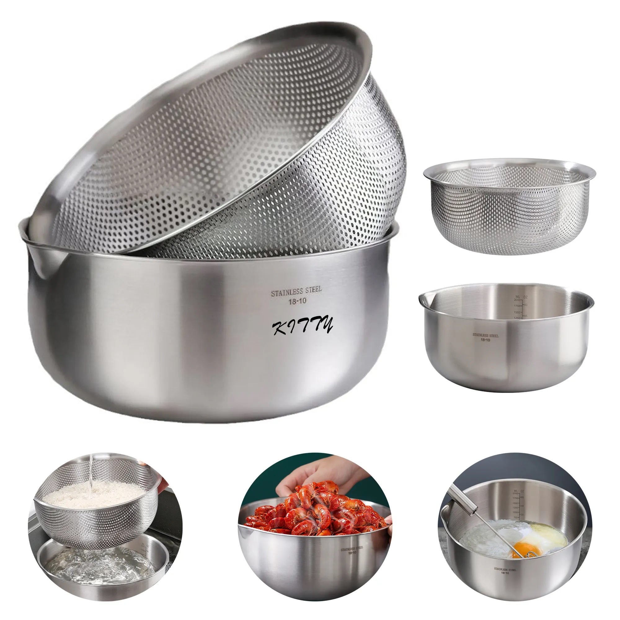 Thickened Stainless Steel Drain Basket Set