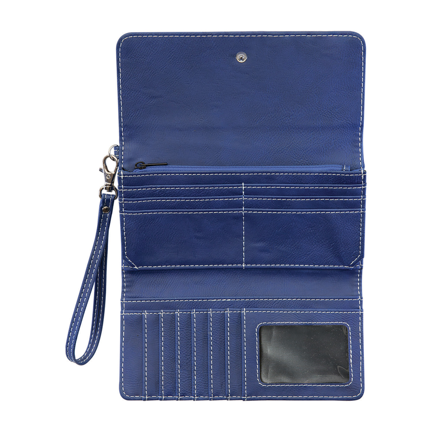 Blue/Silver Leatherette Wallet with Strap 3