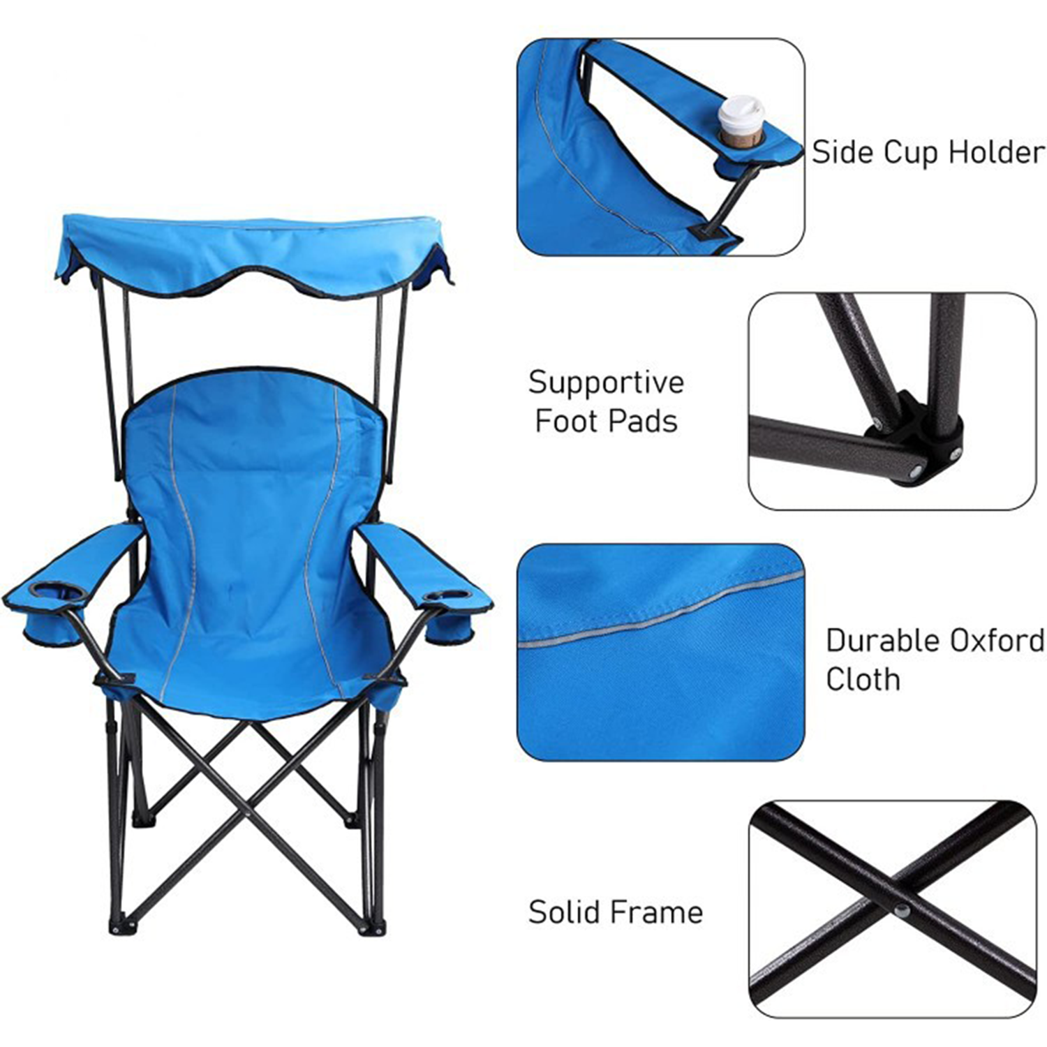 Portable Retractable Shade Canopy Folding Chair 4