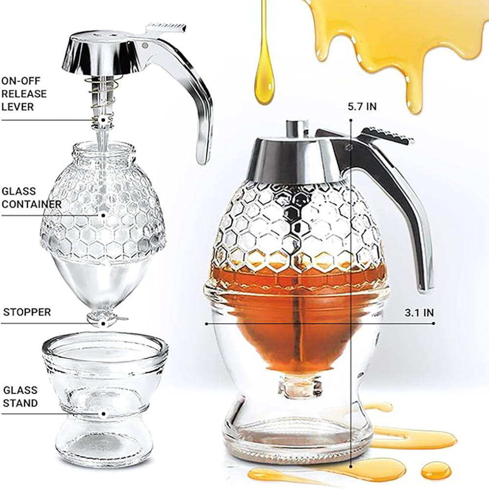 No-drip glass honey dispenser 6