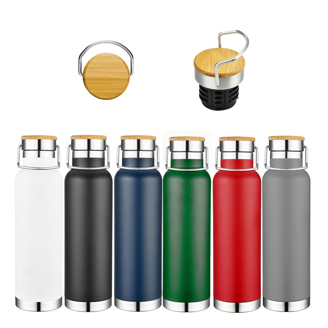 22 oz Stainless Steel Sport & Gym & Hiking Water Bottle With Wood Lid, custom water bottle with logo imprint 6