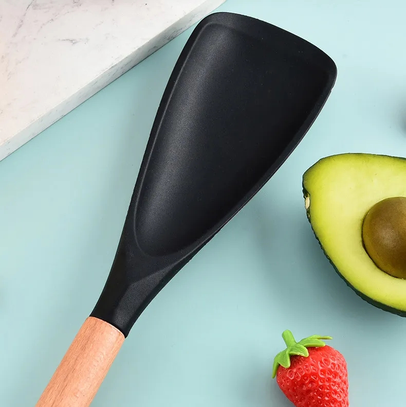 Silicone Cooking Spoon with Wooden Handle 4