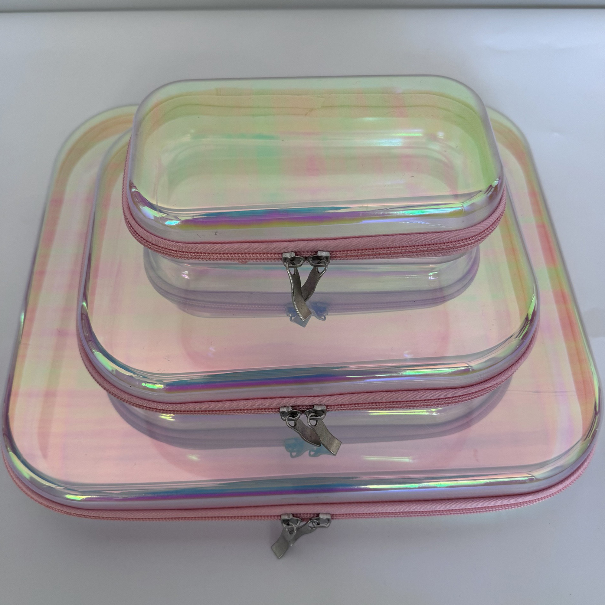 Iridescent Transparent Cosmetic Bag Desk Pen Storage 3