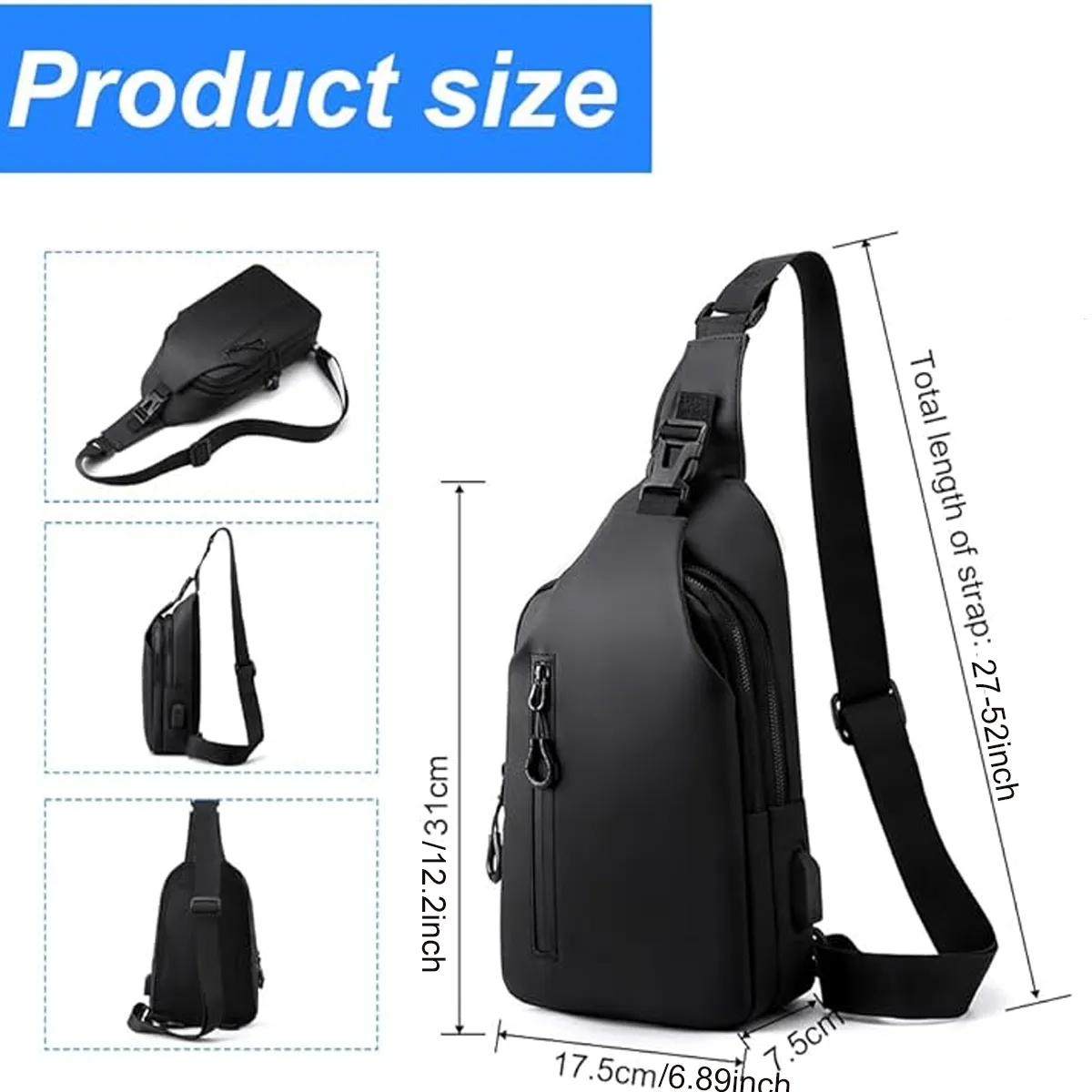 Men's Crossbody Backpack with USB Charging 2
