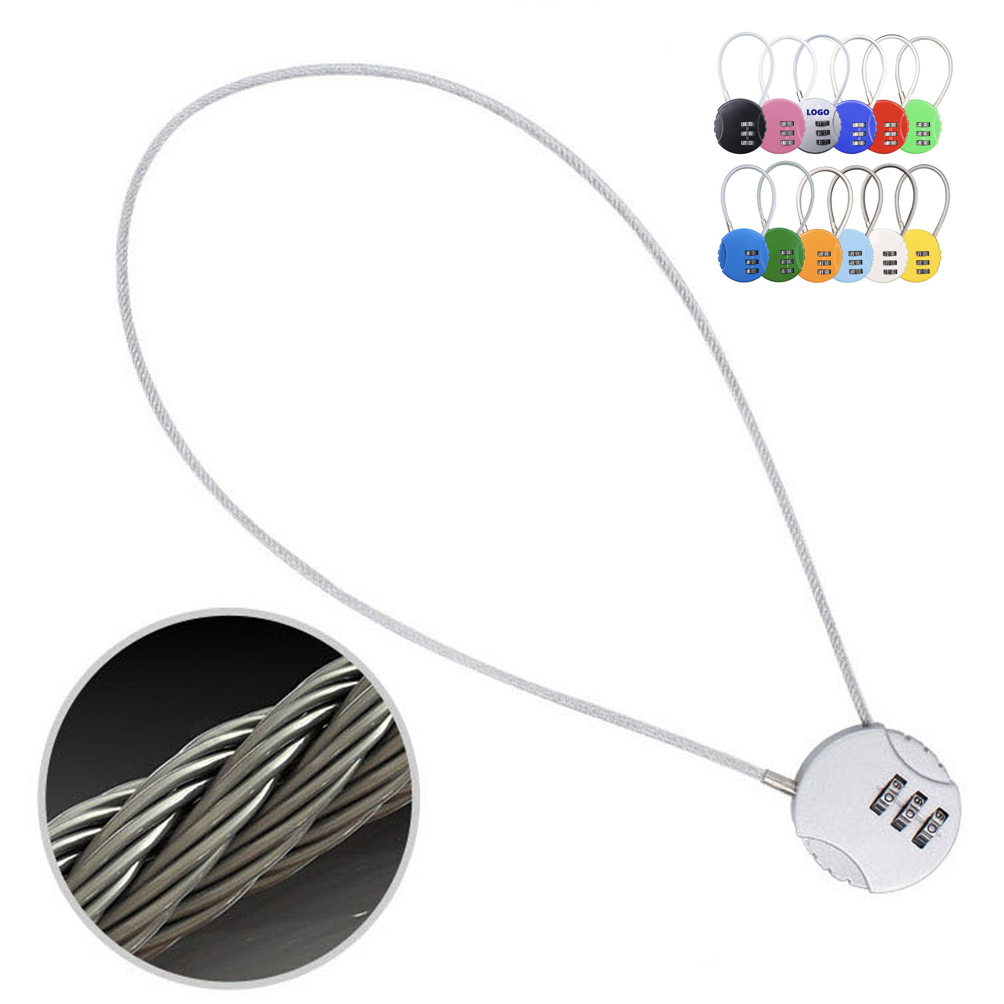 Custom 11.8" Combination Lock 3 Digit Code Padlock with Wire 2