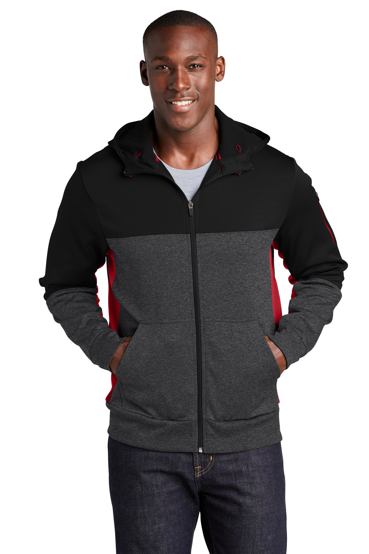 Sport-Tek Tech Fleece Colorblock Full-Zip Hooded Jacket. ST245 22