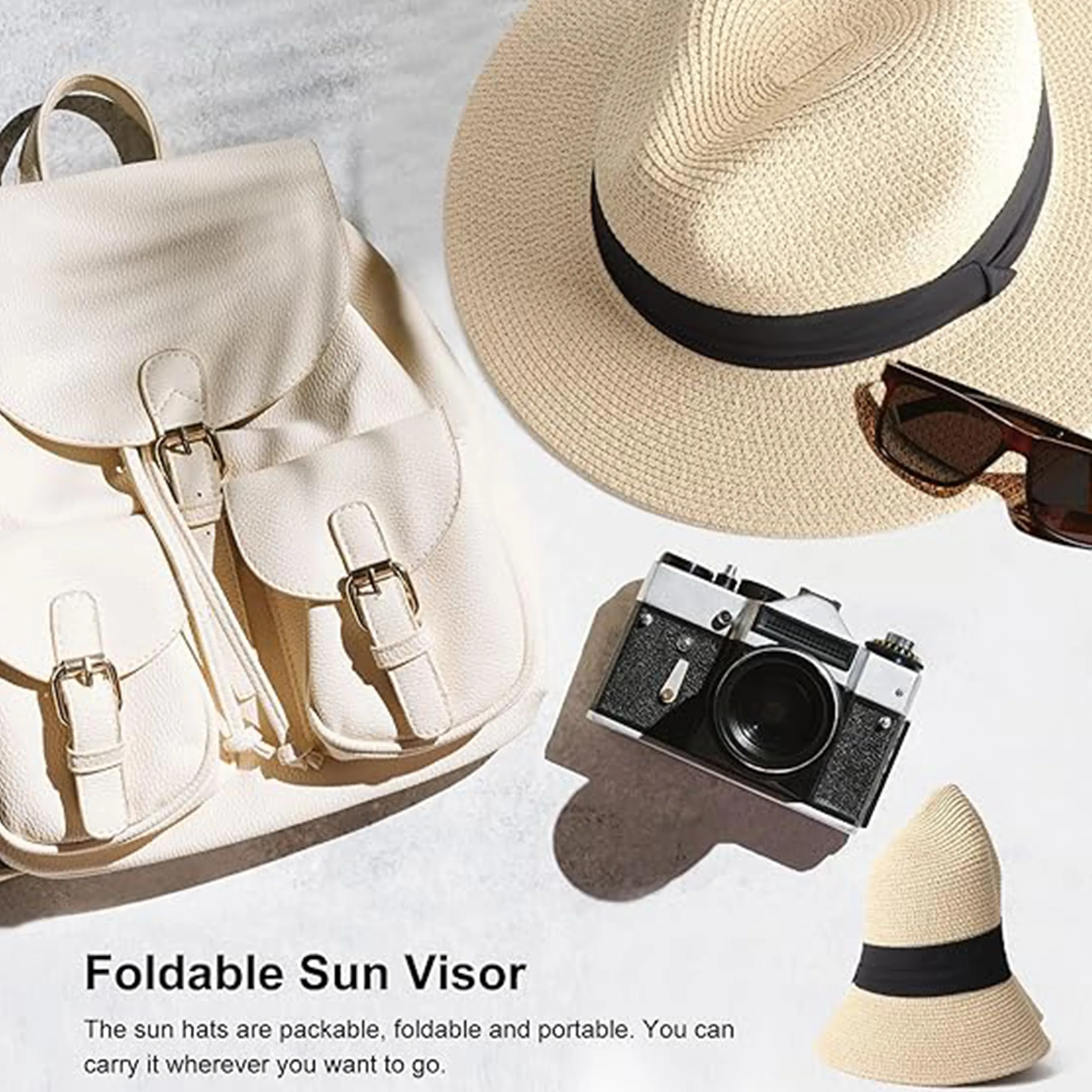Straw Panama Travel Fedora Beach Sun Hat 3