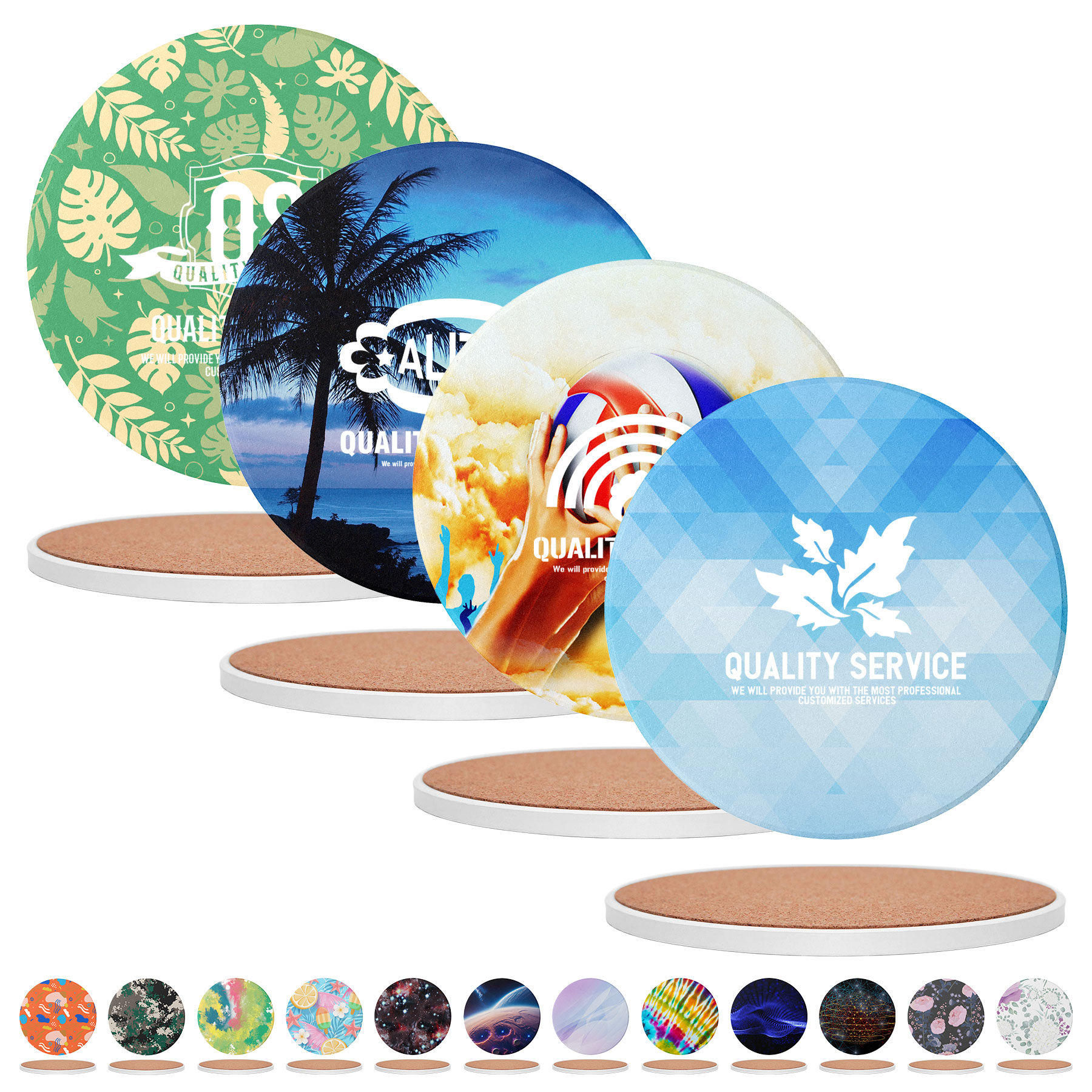 Custom 3.5'' Ceramics Heat-Insulating Coaster With Cork Base 2