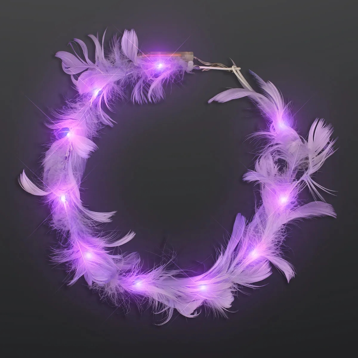 LED Feather Crown Headbands, Assorted Pink and Purple 4