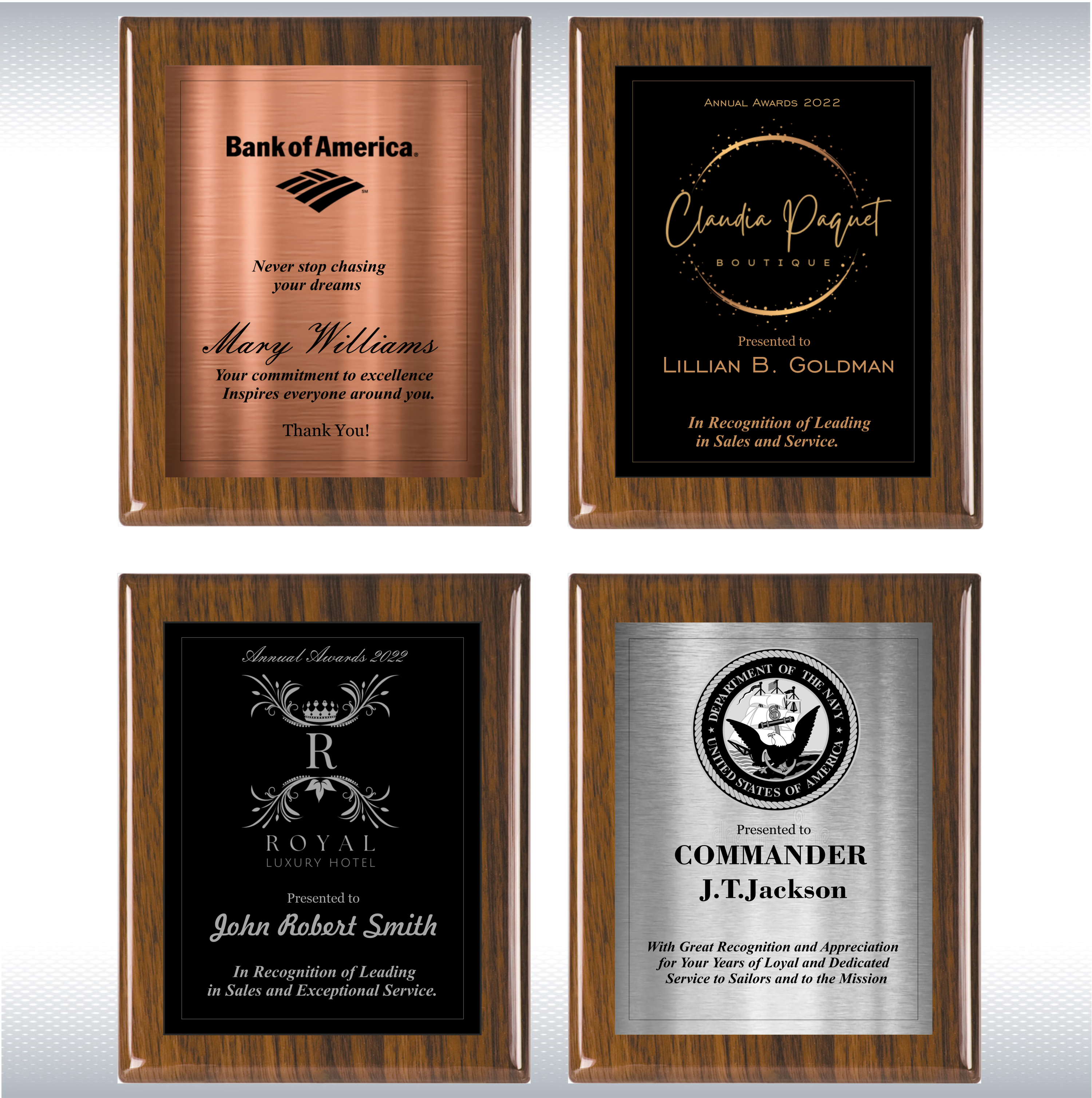 Walnut Piano Wood Plaque w/Choice of Single Engraved Plate 3