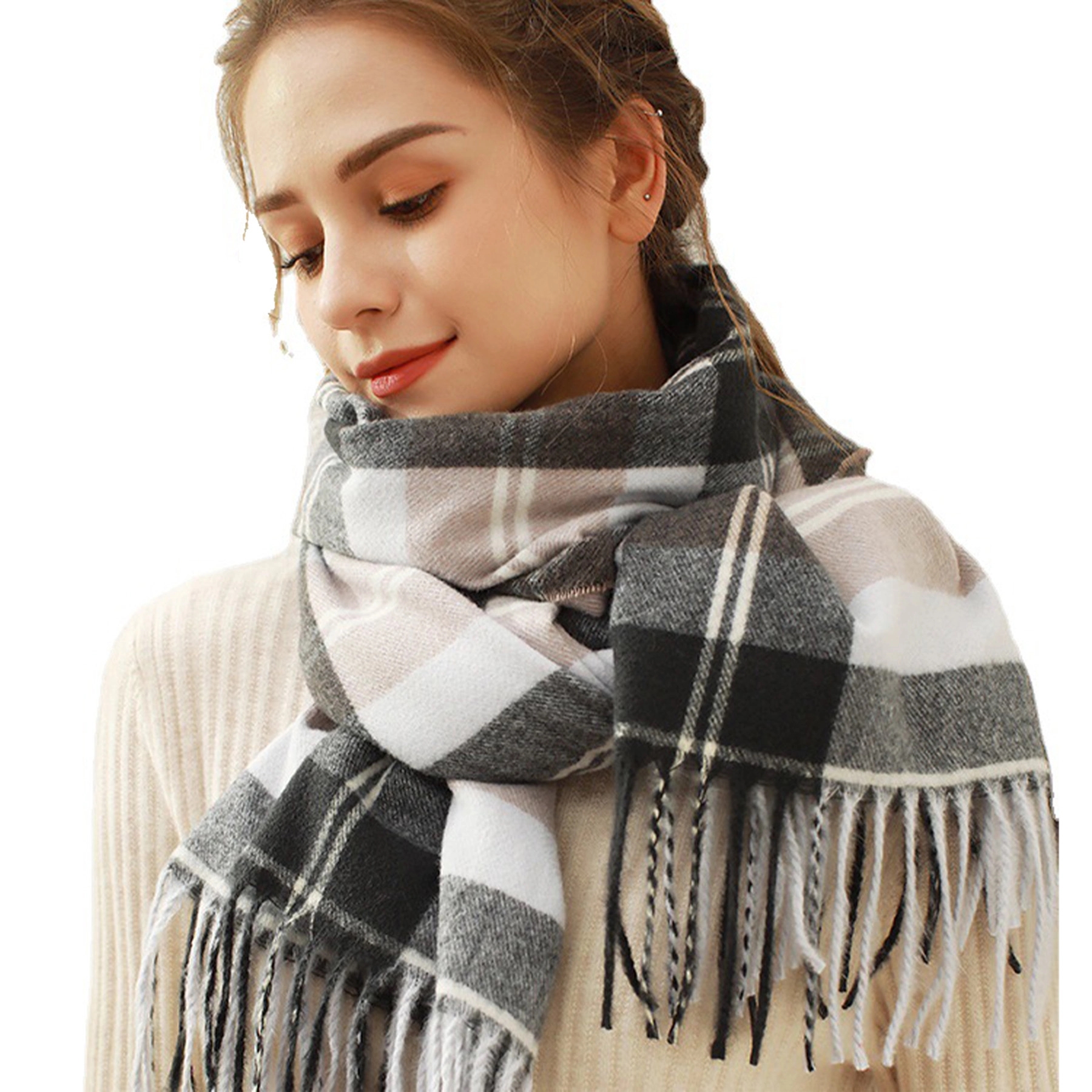 Fringed Plaid Scarf 2