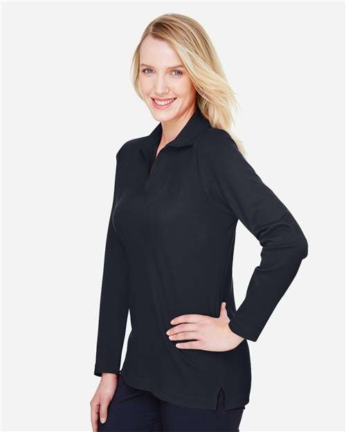 Women's CrownLux Performance® Plaited Long Sleeve Polo - DG20LW 15