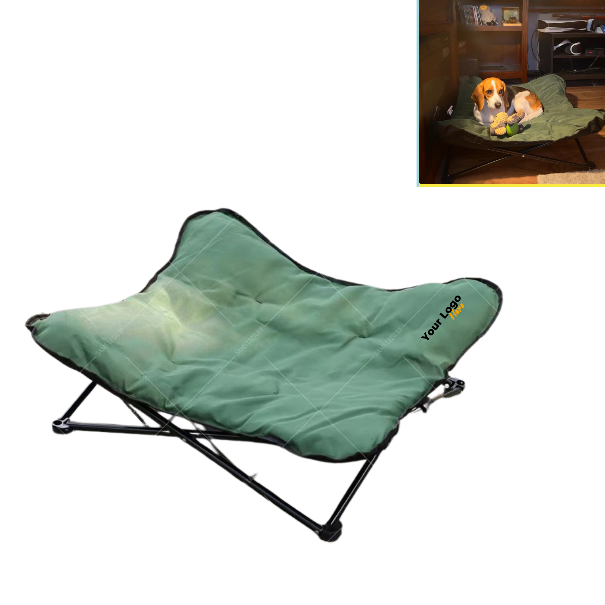 Portable Folding Pet Bed with Removable Cover 2