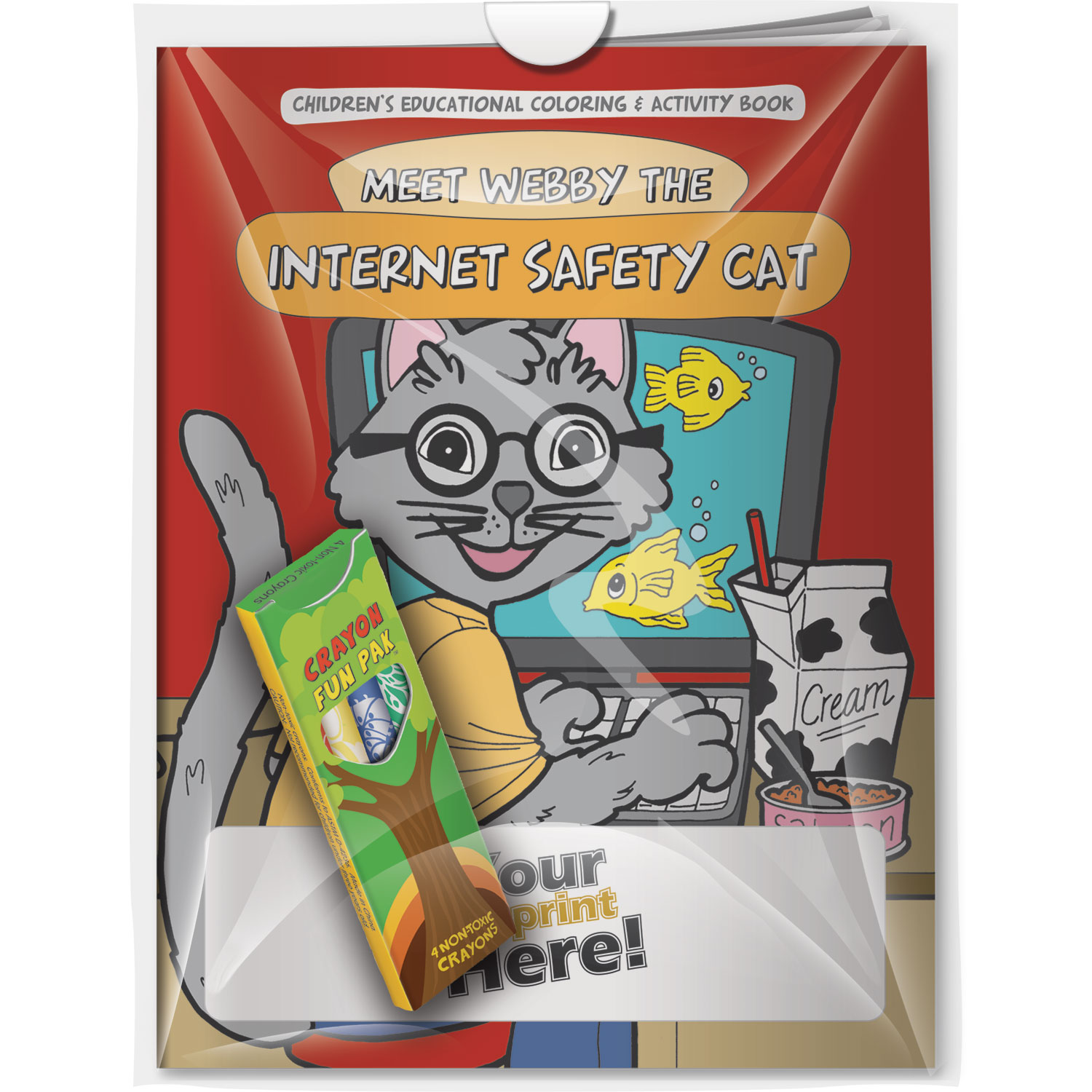 Combo Pack - CB1017 Coloring Book & 4-Pack of Crayons (Imprinted) in a Poly Bag 2