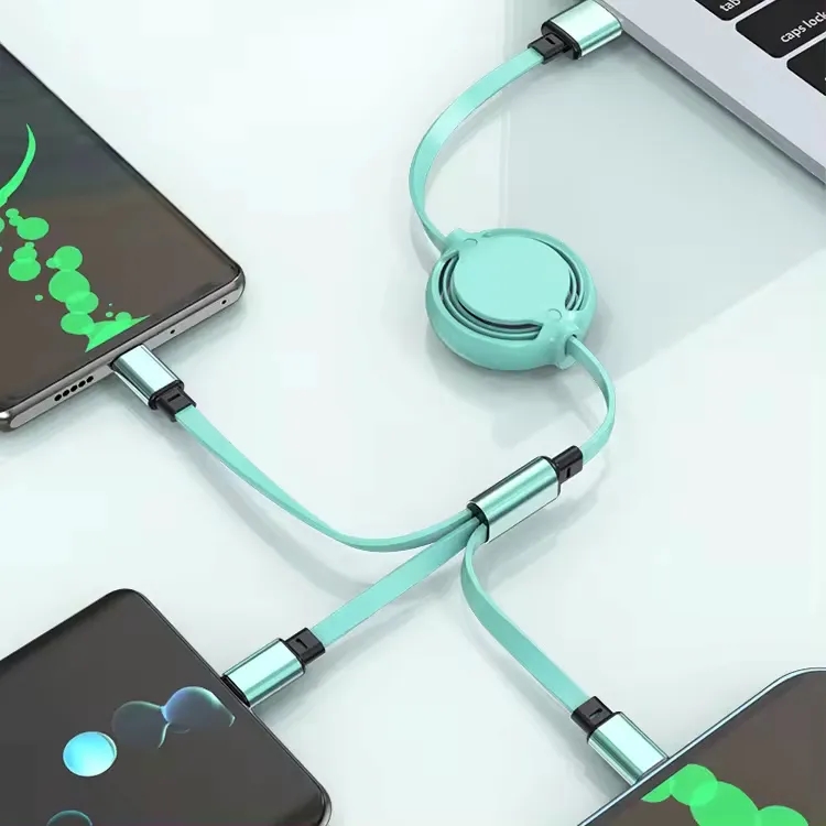 3 in 1 Retractable Charge Cables 3.6ft 3
