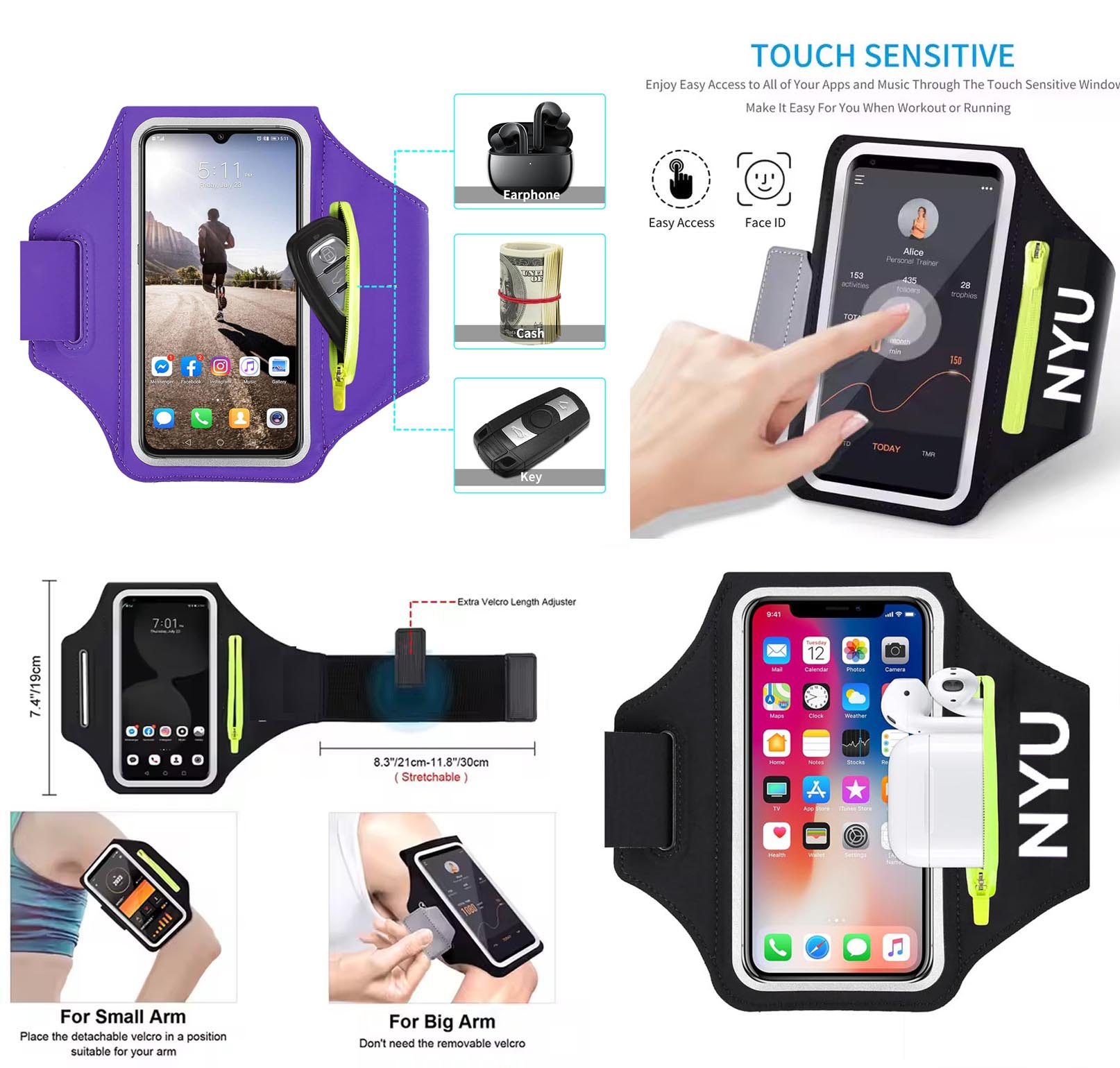iBank ® Running Sport Armband compatible with iPhone 17,16,15 & Galaxy phones 2
