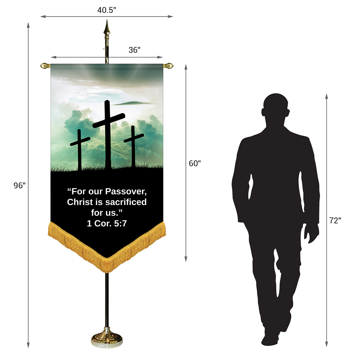 36" x 60" Premium Gonfalon 8' Kit / V-Cut / Fringe 4