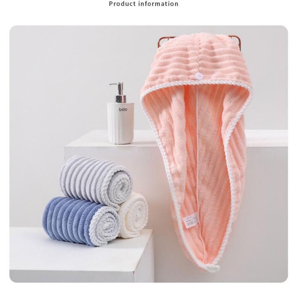 Coral Fleece Plush Thickening Absorbent Dry Hair Cap 4