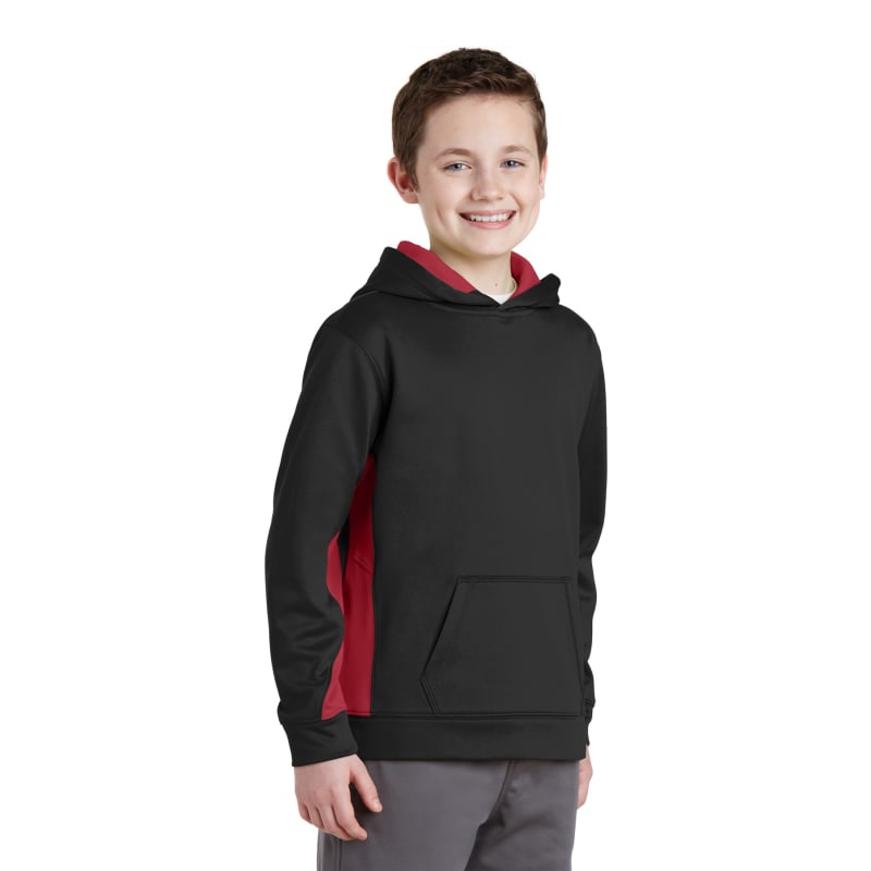 Sport-Tek Youth Sport-Wick Fleece Colorblock Hooded Pullover. 20