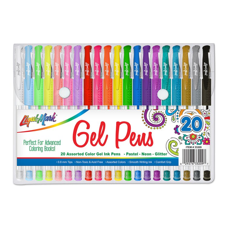 Pastel Neon Glitter Gel Pens - 20 Pack Rubber Grip 1