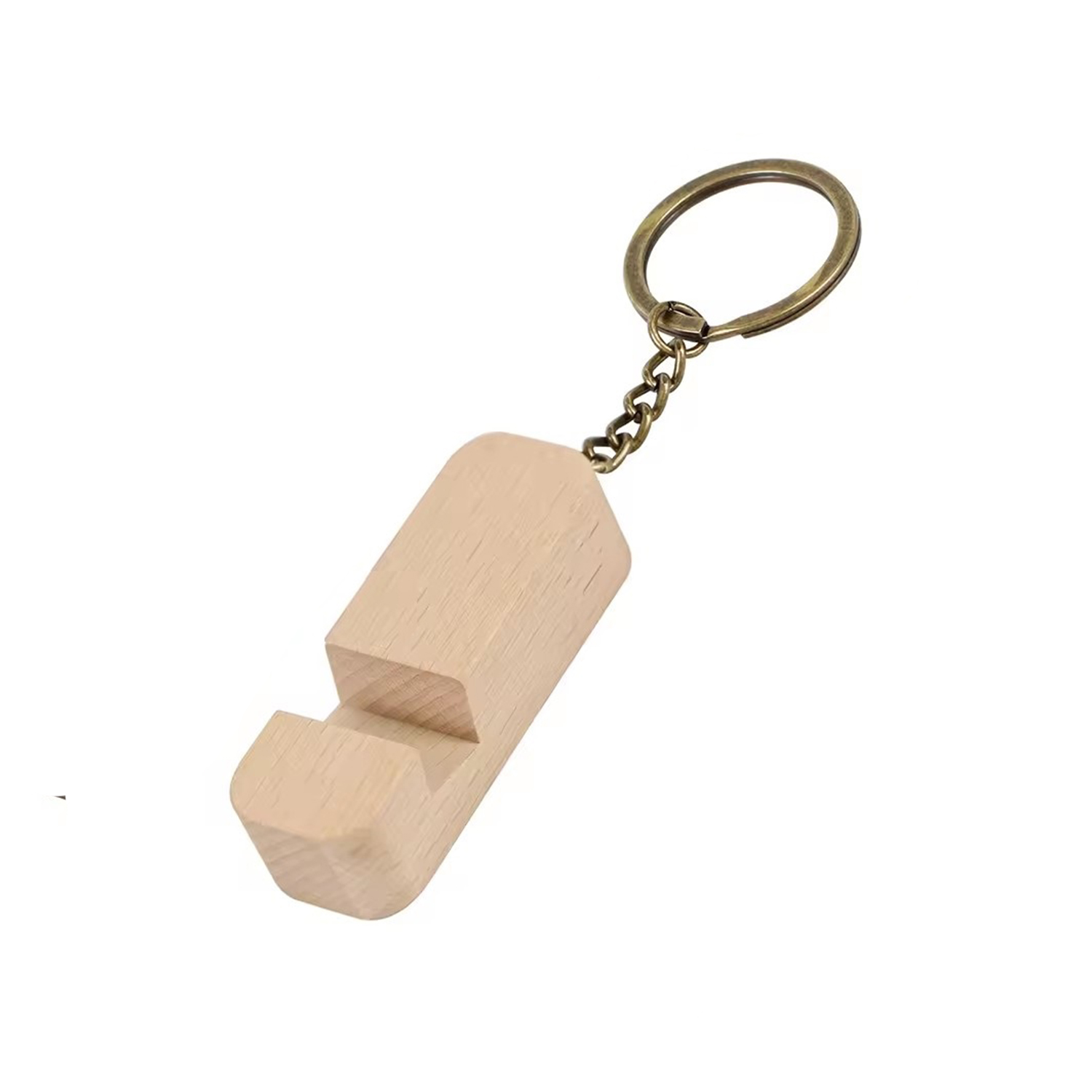 2-in-1 Wooden Phone Holder Keychain 3