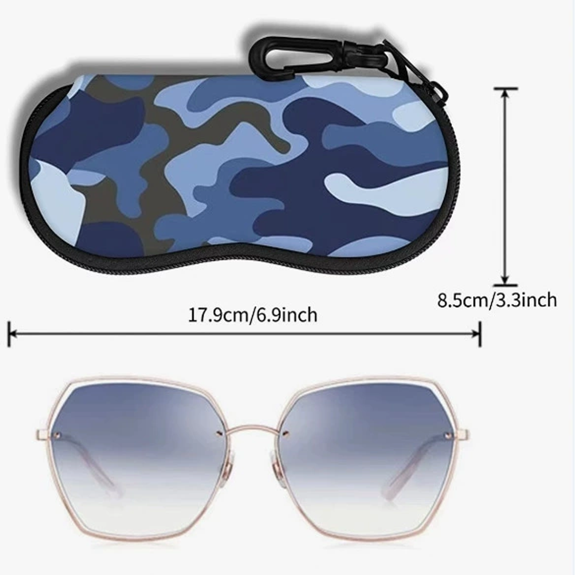 Custom Full Color Glasses Case Zipper Wallet With Keychain 2
