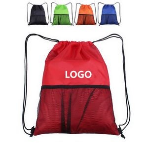 Mesh Pocket Drawstring Backpack Gym Sports Bag 3