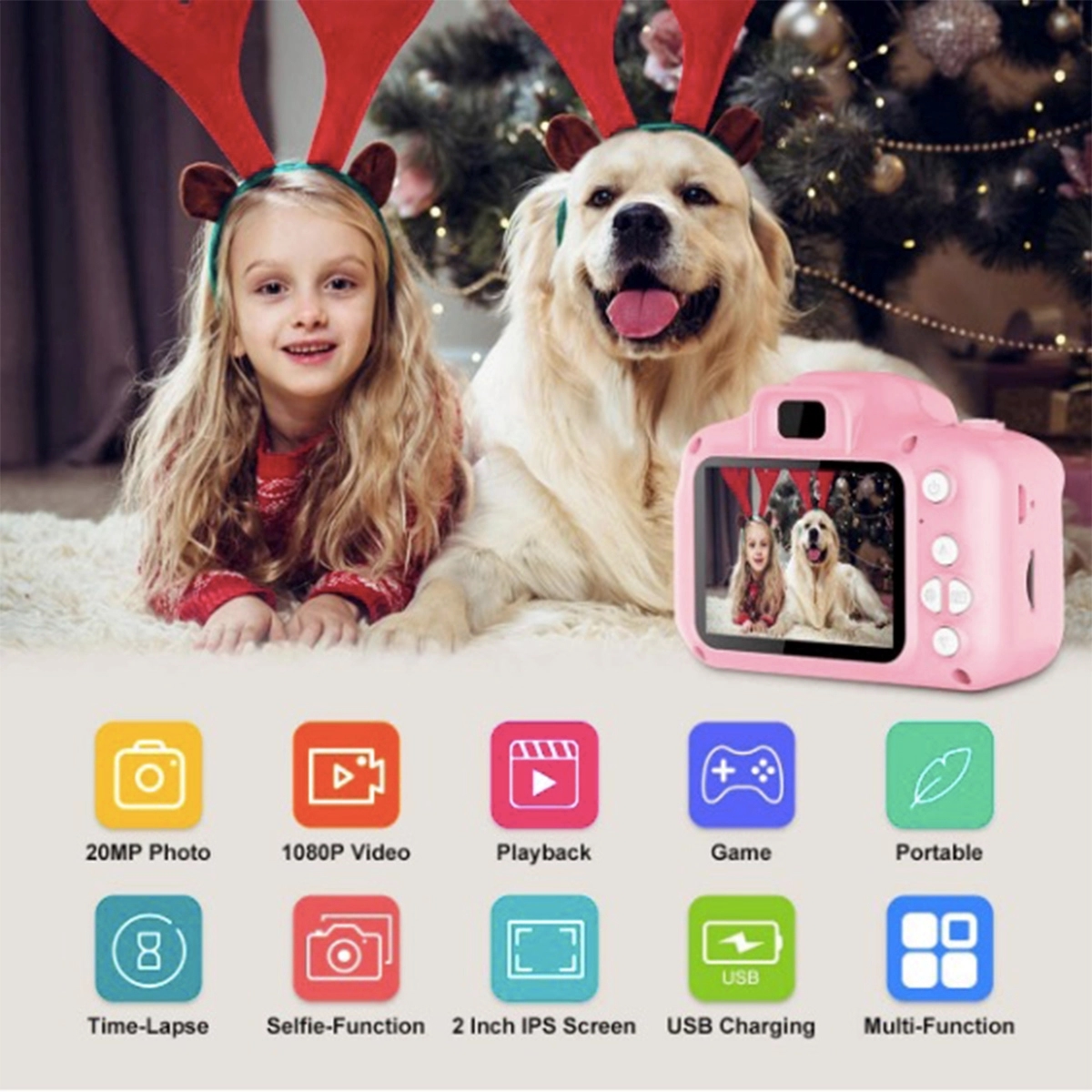 1300W Pixel Kids Selfie Camera Portable Toy w/ 32GB SD Card 1