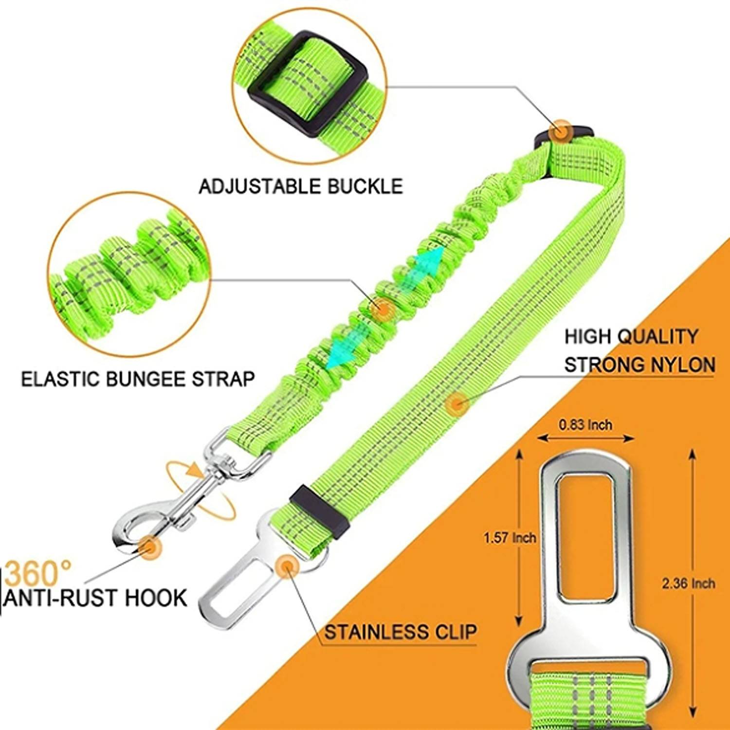 Seat Belt W/ Elastic Bungee Buffer 11