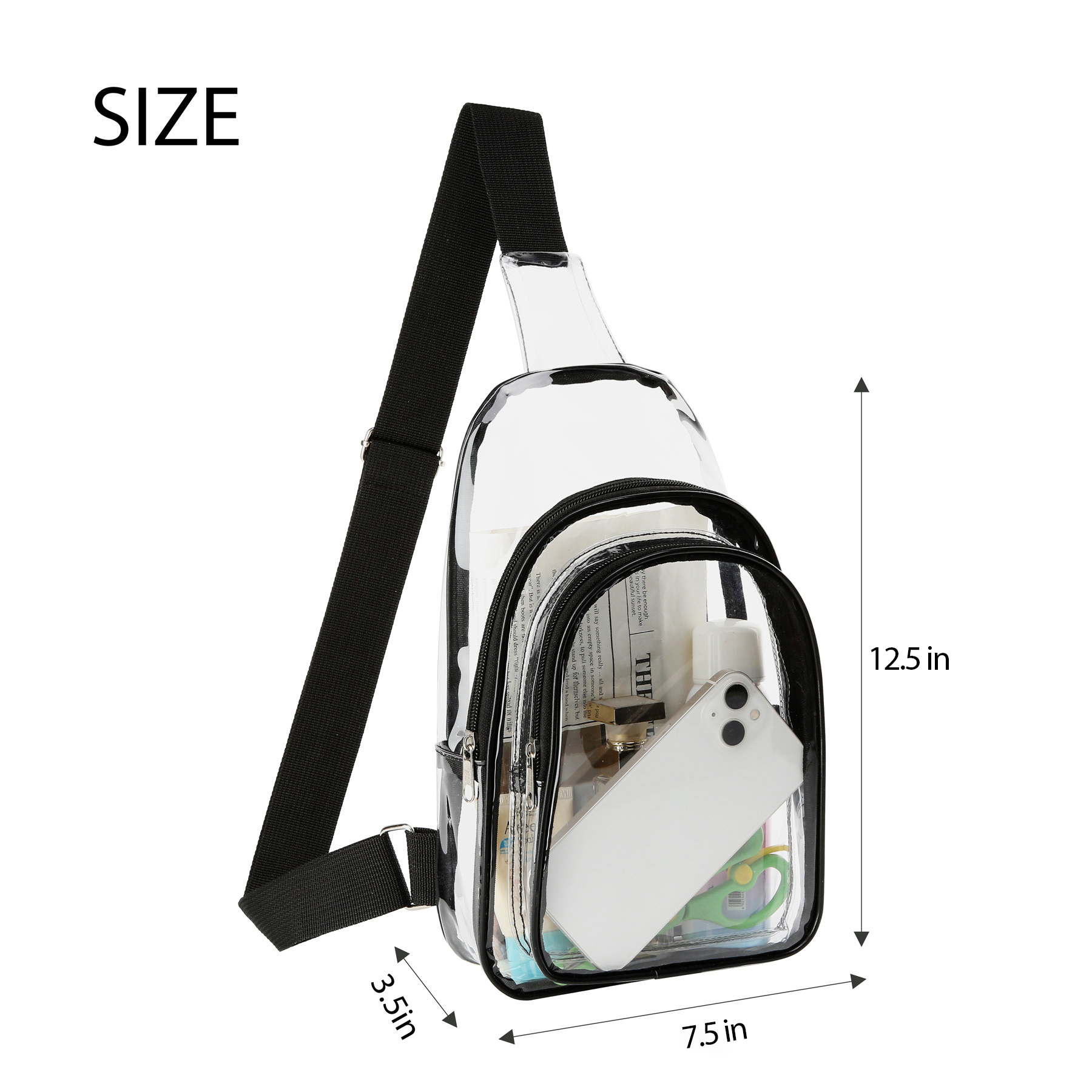 Clear PVC Crossbody Sling Bag Backpack 7