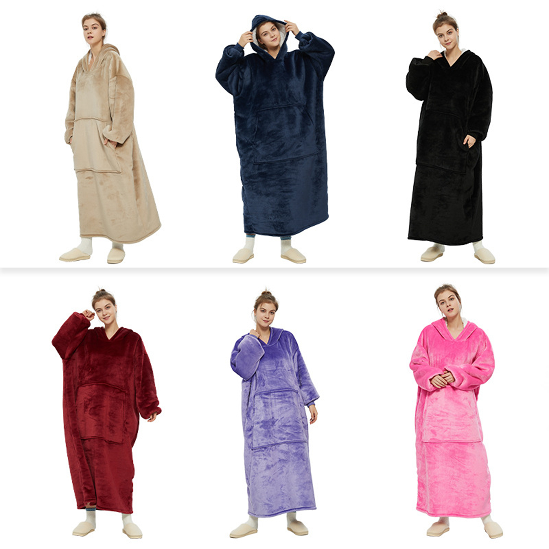 Long Sleeves Hoodie Wearable Blanket 4