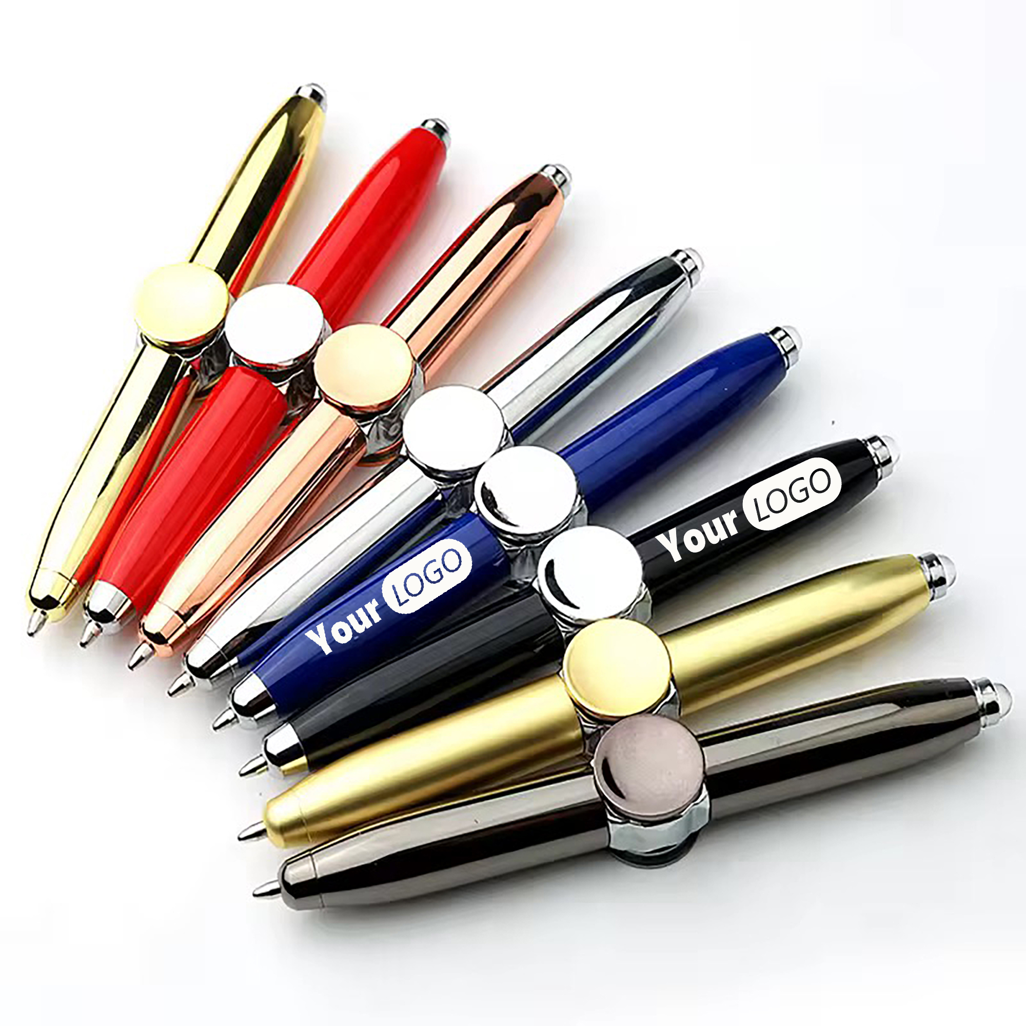 Anti-Anxiety LED Fidget Spinner Finger Gyro Rotating Metal Ballpoint Pen 5