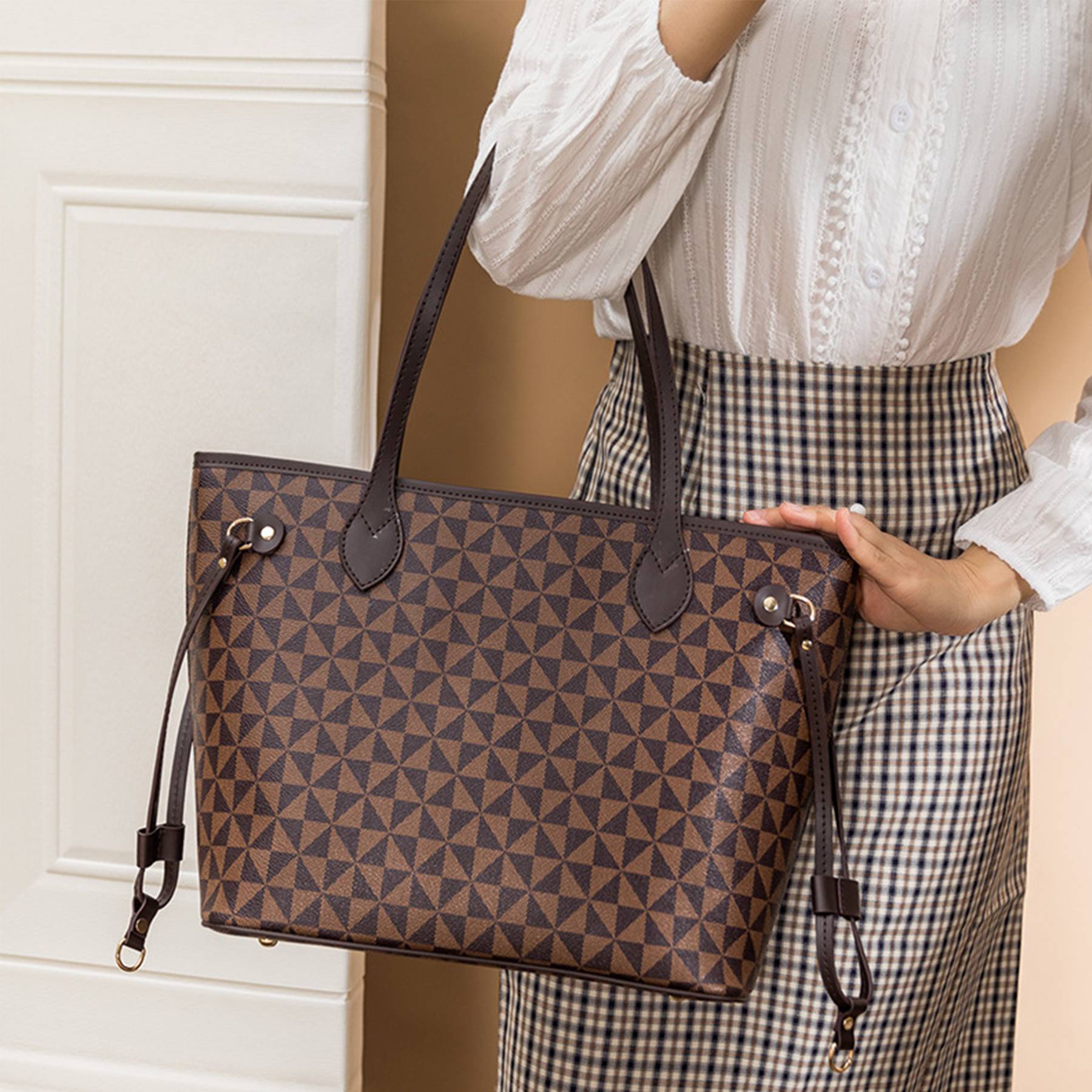 Pvc Check Waterproof Tote Bag For Women 9
