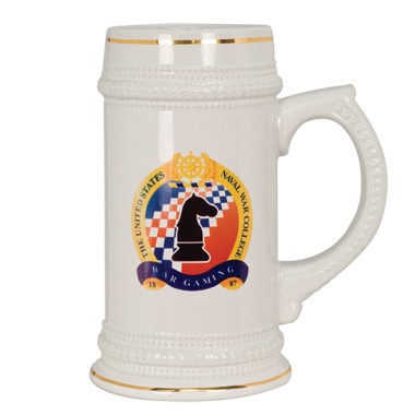 18oz Full Color Ceramic Stein (White w/Gold Accent) 2